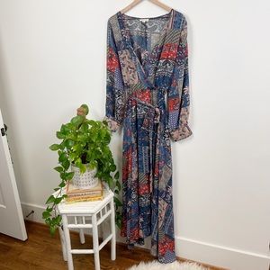 Indigo Rose Boho Patchwork Maxi Dress